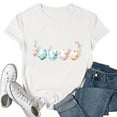 thumbnail image 4 of Tops de Cuello Alto para las Mujeres Pascua Impresa Camiseta Cuello Redondo de Manga Corta, Poliéster Spandex, 4 of 5