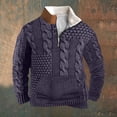 thumbnail image 2 of YLSDY Fashion Sweatshirts for Men Lightweight Casual Fleece Shirts 1/4 Zip Stand Collar Buttons Knit Print Long Sleeve Pullover Purple M, 2 of 3
