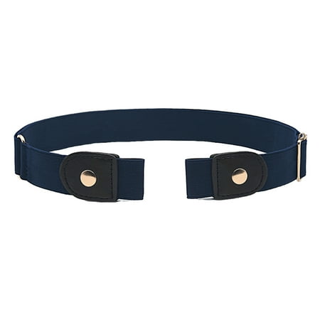 

1111Fourone Elastic Belt for Women Exquisite Retro Fashion Comfortable Anti-skidding Distinctive Appearance Unique Design No Buckle Girdle Navy Blue