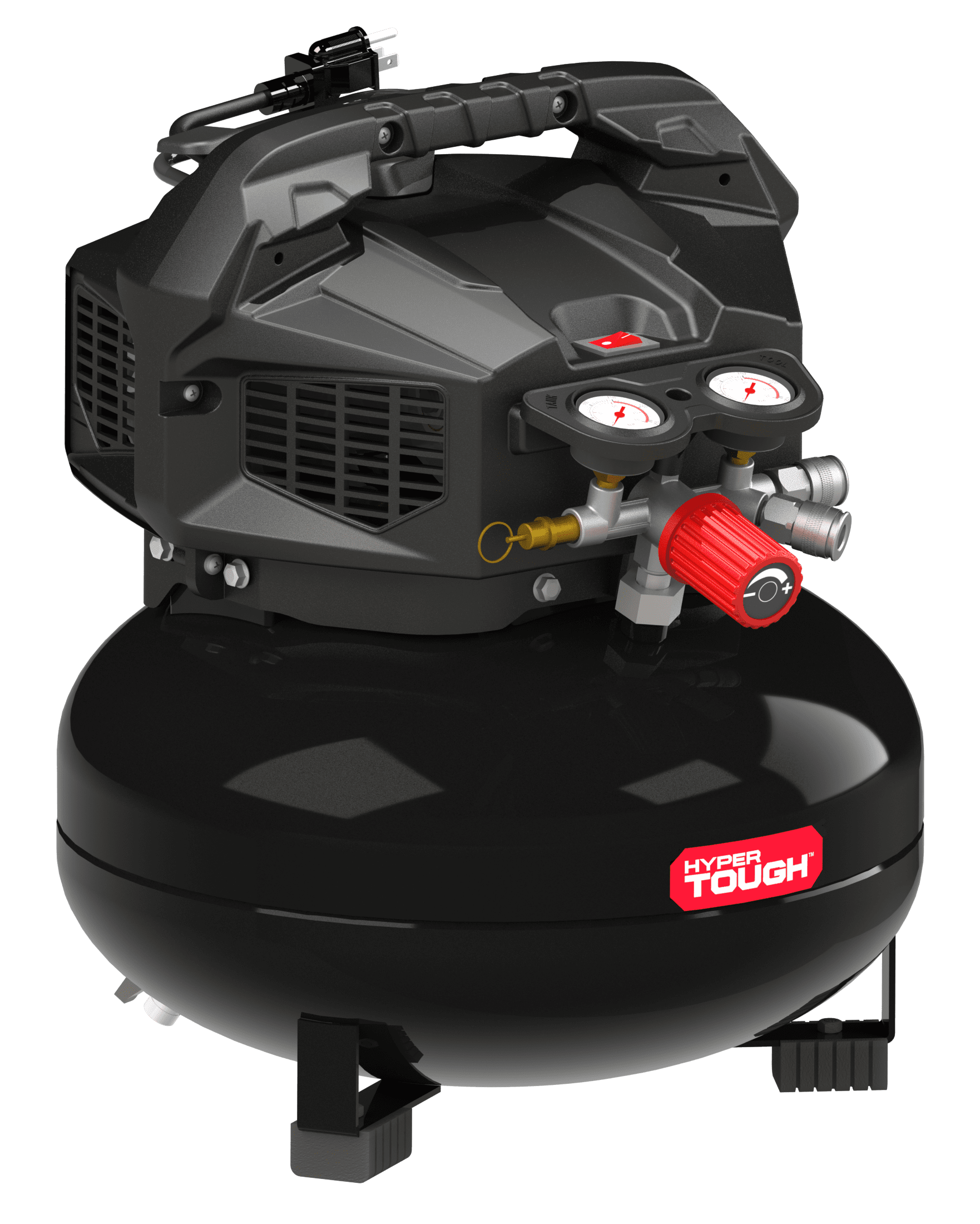Hyper Tough Steel Black 1.5 HP 120V 150 PSI Oil-free Air Compressor 6 gal