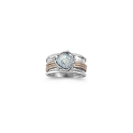 - Ancient Roman Glass Ring Round with Rose Gold-plated Bands Sterling Silver