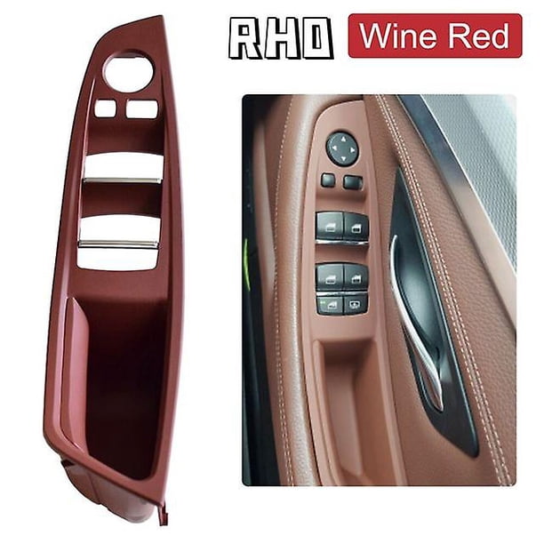 RHD Compale con BMW 5 Series F10 F11 2010-2017 Beige Negro Interior del automóvil Panel de la manija de la puerta interior Cubierta del ajuste del tirón Accesorios para automóviles - Rojo vino - dontodent Kuyhfg Sin marca