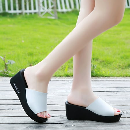 

YTJX Casual Women Fish mouth Platform High Heels Sandals Slope Sandals Slippers