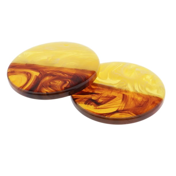 2pcs resina colgante granos arte cuelga los resultados de la joyería de del oído del pendiente Redondo Amarillo Marrón