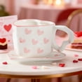 thumbnail image 6 of Anhility Heart Shape Coffee Mug with Saucer Set, Romantic Valentine's Day Cup, Holiday Drinkware, Anniversary, Birthday Gifts for Couples, Her, Boyfriend, Girlfriend, Pink, 6 of 6