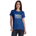 thumbnail image 1 of Inkmeso T-shirt pour Femmes Relax I'm Vaxxed à Encolure Dégagée, Drôle, Pro-Vaccin, 1 of 9