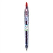 Pilot B2P Bottle-2-Pen Recycled Ballpoint Pen, Retractable, Fine 0.7 mm, Red Ink, Translucent Blue Barrel, Dozen, Each