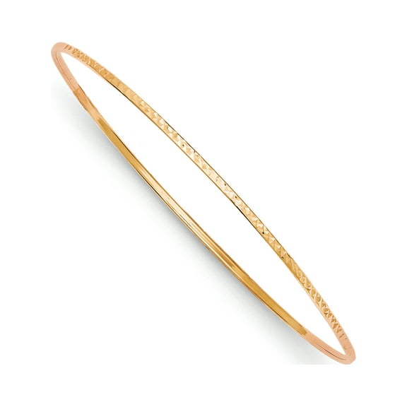 14k Rose Gold 1.5mm Rose Diamond-Cut Slip-on Bangle Bracelet