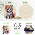 thumbnail image 4 of 6 Pcs Cat Cute Drink Coasters with Holder Absorbent Coaster Sets Cup Heat-Resistant Hot Pads Mats for Bar Table Protection, 4 of 7