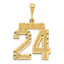 Diamond2Deal 10k Yellow Gold Casted Large Diamond-Cut Number 24 Charm Pendant for Women (L- 1.3 inch, W- 0.83 inch)