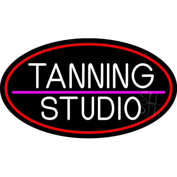 Tanning Studio LED Neon Sign 13 x 24 - inches, Black Square Cut Acrylic Backing, with Dimmer - Bright and Premium built indoor LED Neon Sign for Defence Force.