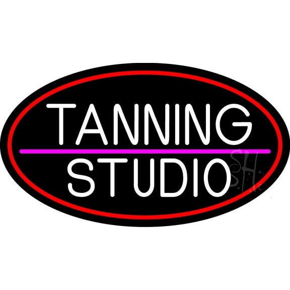 Tanning Studio LED Neon Sign 13 x 24 - inches, Black Square Cut Acrylic Backing, with Dimmer - Bright and Premium built indoor LED Neon Sign for Defence Force.