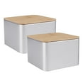 thumbnail image 1 of Shisuyan 2Pcs Tinplate Can Creative Universal Packaging Box Tinplate Tea Box Multi-functional Storage Container with Bamboo Cover for Tea Cupcakes Cookies Business Cards- Size S, 1 of 8