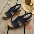 thumbnail image 6 of Womens Orthopedic Wedge Sandals Hollow out Splice Leather Adjustable Slingback Wedges Heels Casual Breathable Open Toe Walking Shoes Blue Size 6.5, 6 of 8