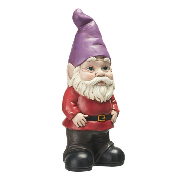 Mainstays Garden Gnome Statue with Purple Cap - Walmart.com