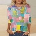 thumbnail image 2 of BangWanChi 3/4 Length Sleeve Womens Tops Plus Size Tunic Women's Fashion and Casual V-neck 3/4 Sleeve Top Long Sleeved V-neck Top/Shirt, 2 of 5