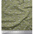 thumbnail image 1 of Soimoi Green Rayon Crepe Fabric Eyes Face Print Fabric by the Yard 46 Inch Wide, 1 of 1