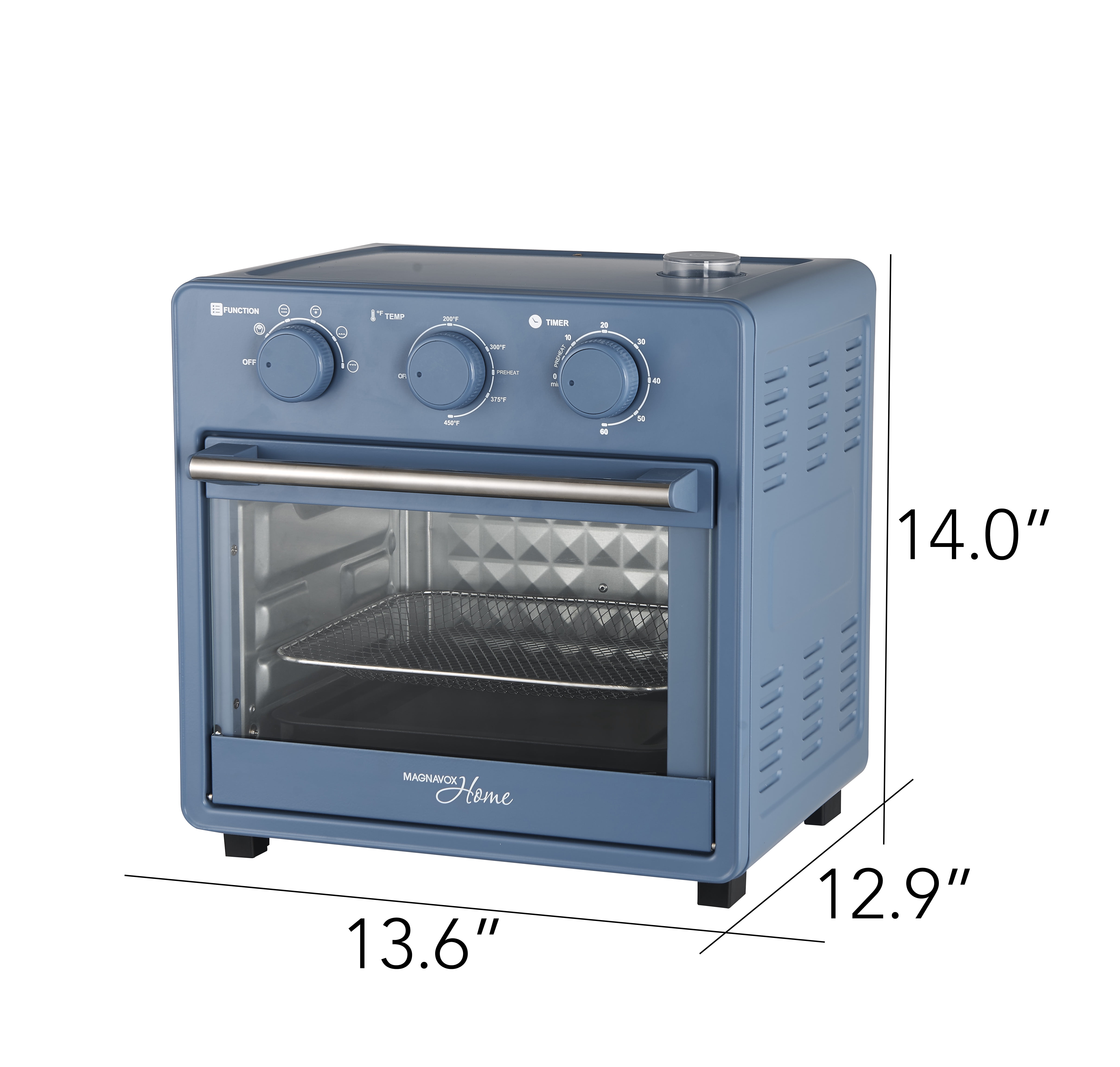 Magnavox 16.9 Qt./16L Air Fryer Oven with Steam Infusion, Countertop Convection Toaster Oven with Viewing Window, Blue