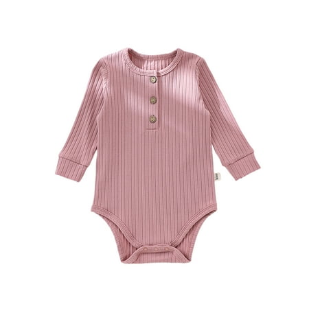 

Cindysus Infant Bodysuit Solid Color Onesies Crew Neck Jumpsuit Drawstring Travel Long Sleeve Bodysuits Pink Bodysuit 90