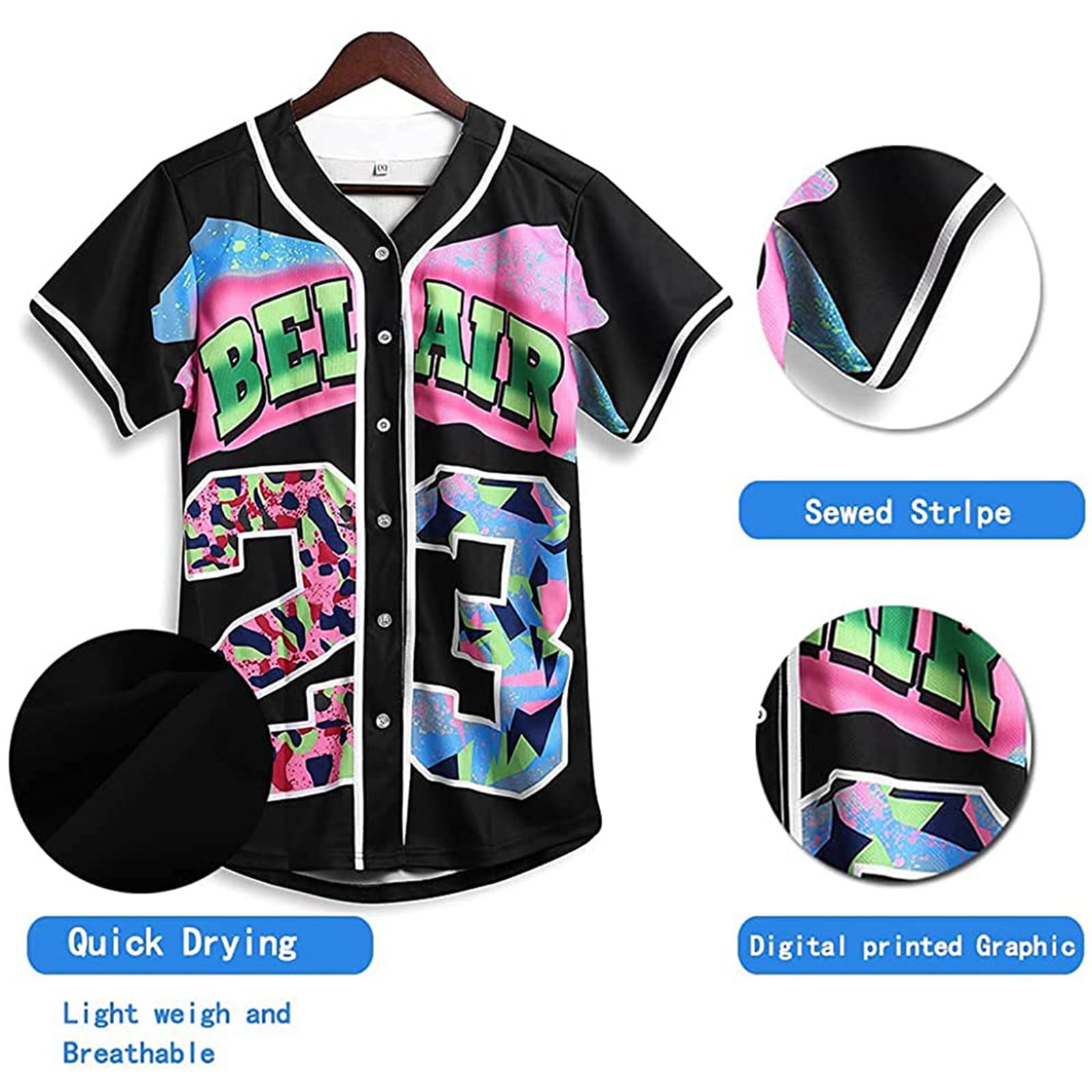  Baseball Jerseys 90s 80s Retro Shirts, Unisex Short Sleeve Baseball  Shirts, Hip Hop Outfit, Button Down Sports Uniforms for Party, Club and Pub  I011C-Yellow-M : Sports & Outdoors