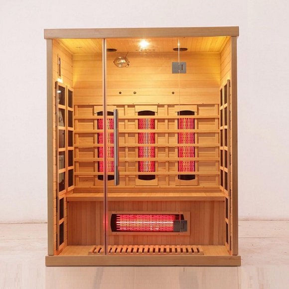 Blisspod 3-Person Full Spectrum Premium Canadian Hemlock Ultra Low EMF Sauna 11 Heaters Chromotherapy & Reflexology