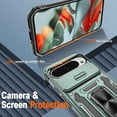 thumbnail image 2 of HZXC-for Google Pixel 9 Case/Pixel 9 Pro Case with [2 Pack] HD Screen Protector + Slide Camera Cover, 360° Rotation Ring Kickstand [Military Grade] Shockproof Protective Phone Case, Alpine Green, 2 of 4
