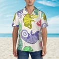 thumbnail image 4 of Easygdp Cute Chameleons Men's Hawaiian Shirts Print Lapel Short Sleeve for Beach, vacation, party, casual occasions - Large, 4 of 9