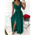 thumbnail image 6 of Womens 2023 Formal Dresses Wrap V-Neck Ruched Sexy Bridesmaid Wedding Guest Maxi Dresses, 6 of 12