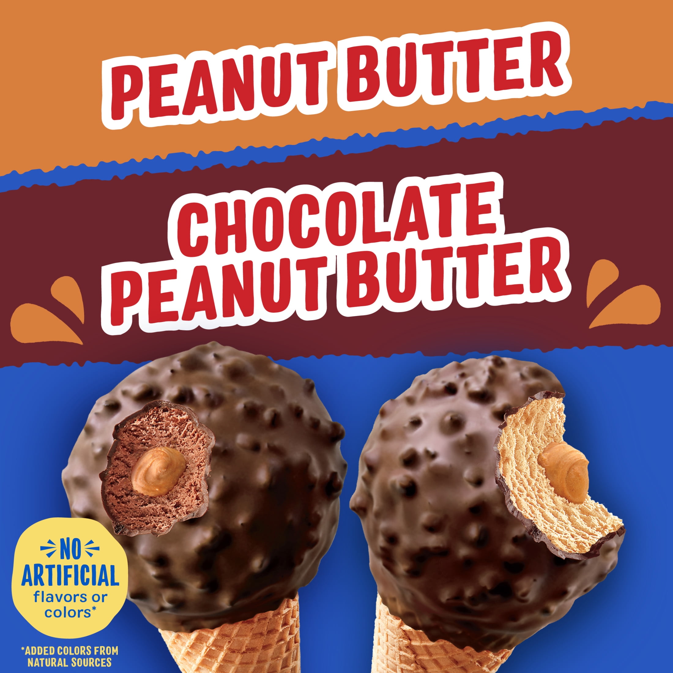 Drumstick Chocolate or Peanut Butter Sundae Cones Variety Pack, Kosher 8 Count