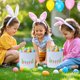 thumbnail image 5 of Huevos para la Caza de Huevos de Pascua Caneta de Conejos de Lienzo 9.84x9.06 Pulgadas, Cestas de Regalo de Dulces de Pascua para Niños con Manija Resistente Y Decoración de Primavera, 5 of 6