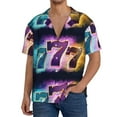 thumbnail image 3 of KLL 777 Print Men's Shirt Short Sleeve Button Down Summer Cuba Beach Shirts- Large, 3 of 7