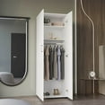 thumbnail image 2 of Depot E-Shop London Armoire, Two Shelves, Rod, Double Door Cabinet Armoire, White, 2 of 7