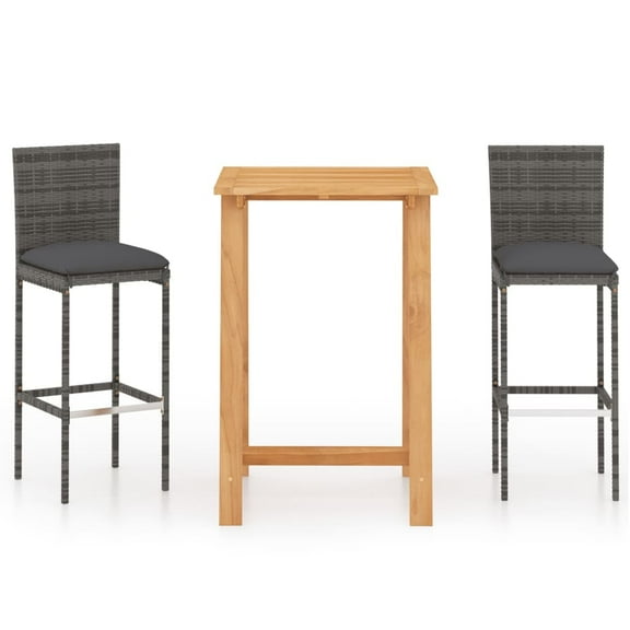 vidaXL Patio Bar Set Bar Table and Stools Patio Furniture Set with Cushions