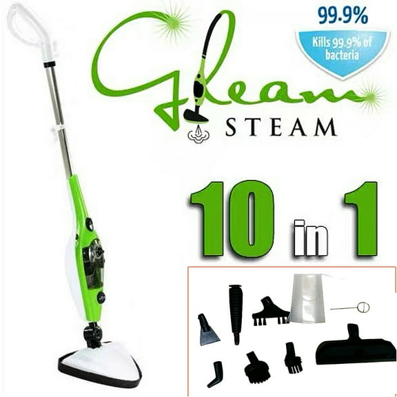 10-in-1 Steam Mop for Hardwood Floors, Tile Grout, Carpet, and Window Cleaning