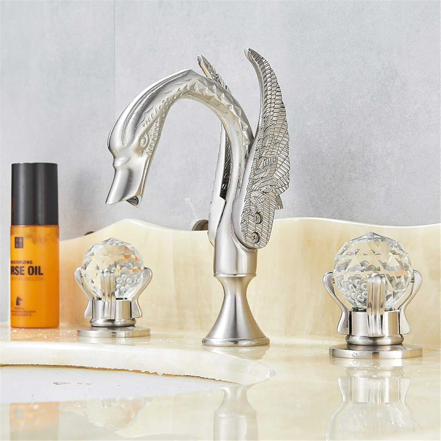 Washbasin Sink Tap, Luxury Gold 3Pcs Bathroom Faucet, 2 Handles Bath Mixer Home Improvement Beauty Bathtub Mixer Taps,Gold