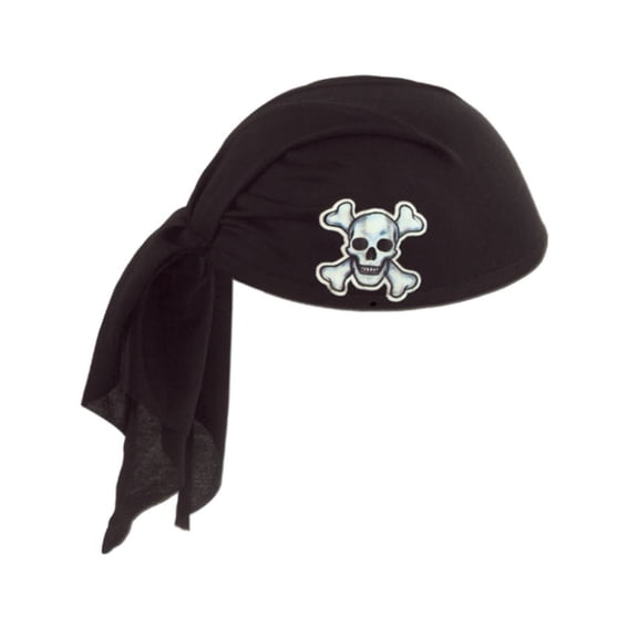 Beistle Club Pack of 12 Black Pirate Scarf Hat with Skull and Crossbones - Child Size