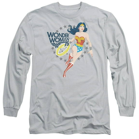 Wonder Woman Simple 75 Long Sleeve Adult 18/1 T-Shirt Silver