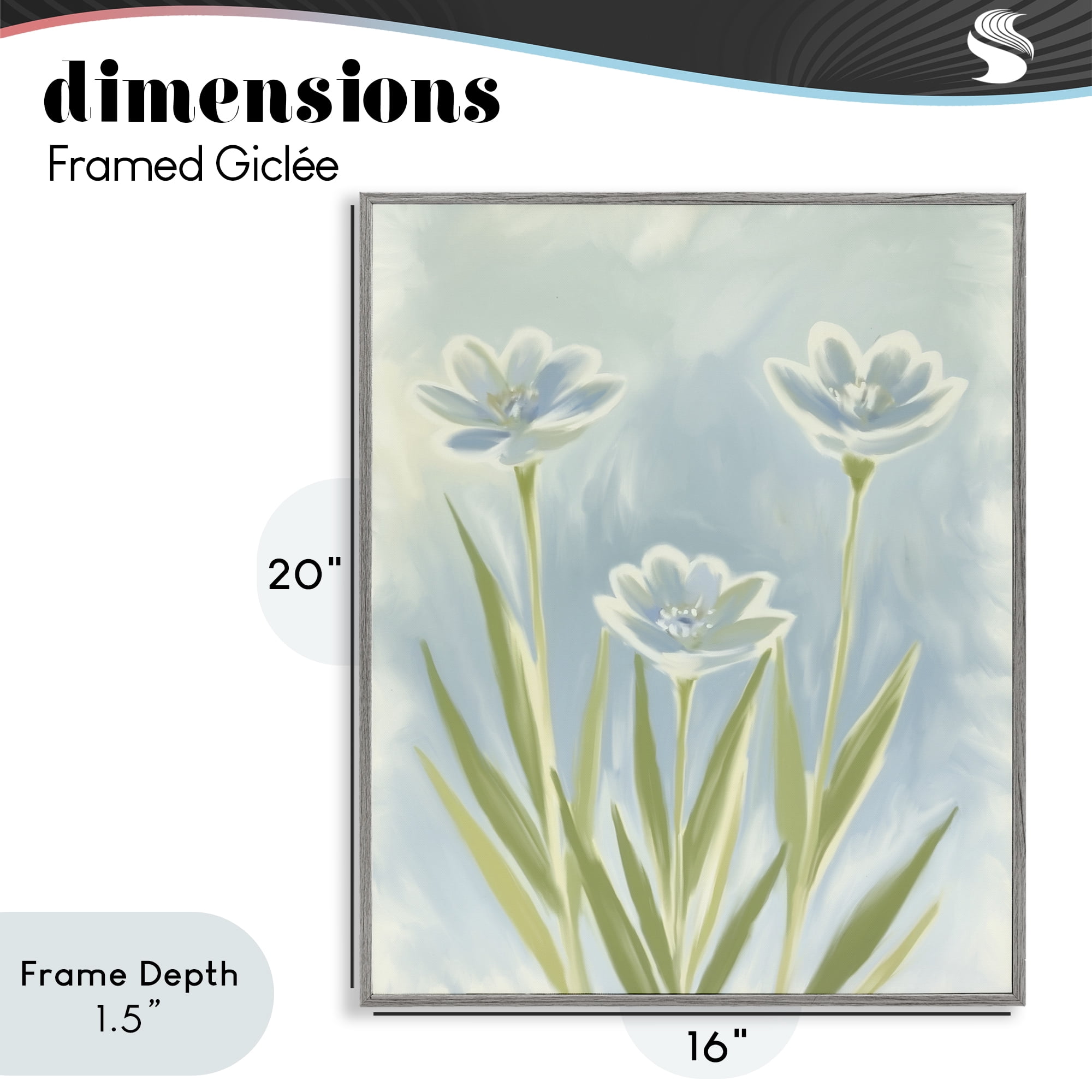 Stupell Industries Three Blue Petals Gray Framed Giclee Art, design by Kim Allen