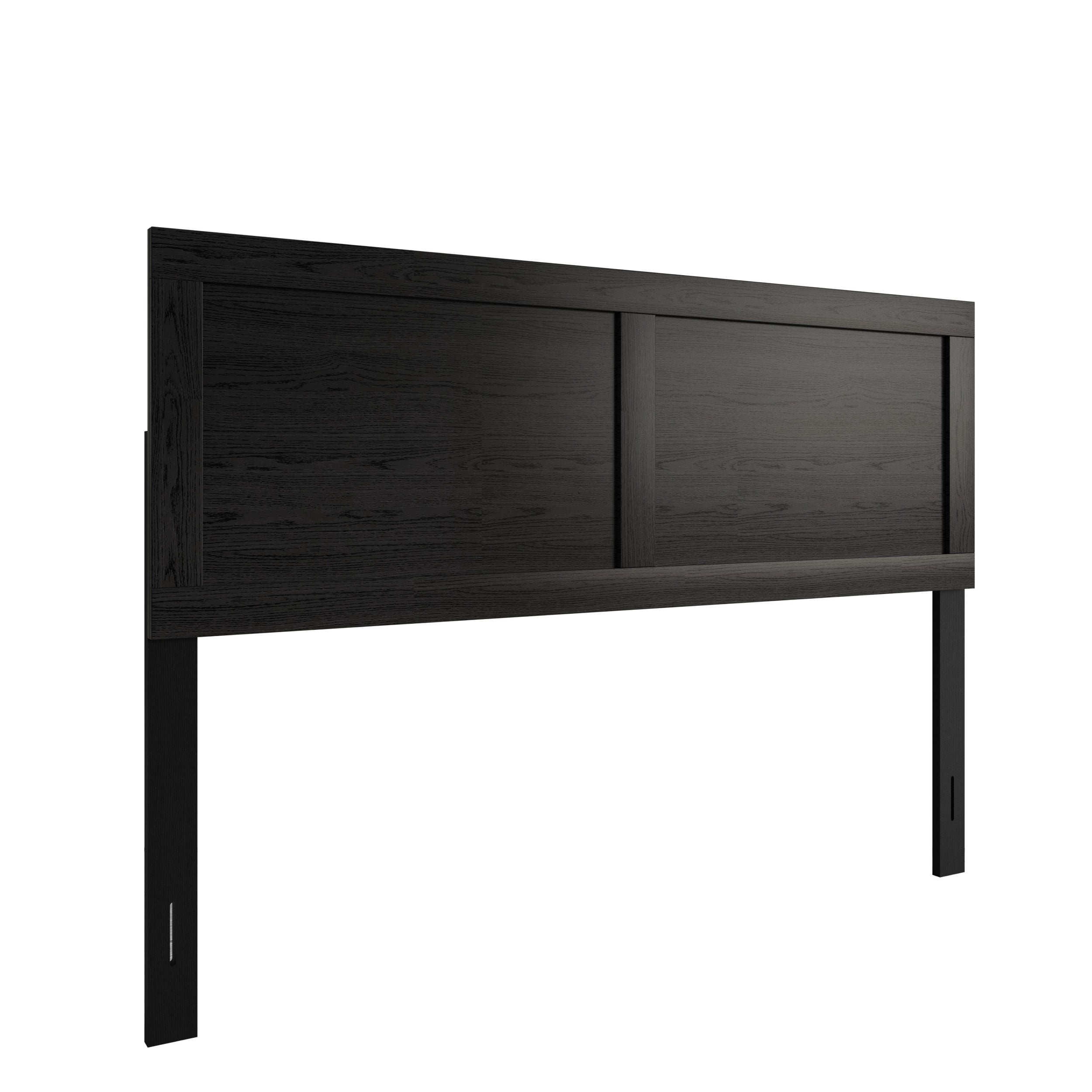Home Design Yakima Full Headboard with Farmhouse Design, Black, Adjustable Height, Easy Assembly