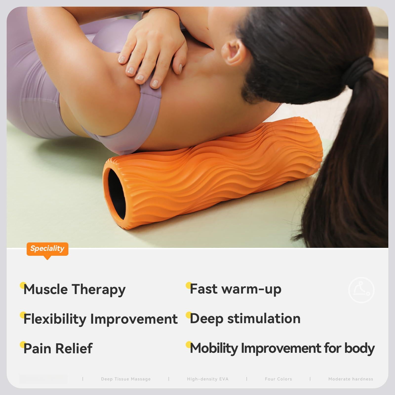 Foam Roller - Massage For & Stretching Wide Wave Textured Deep Pilates Yoga  Athletics Fitness Exercise Whole Body