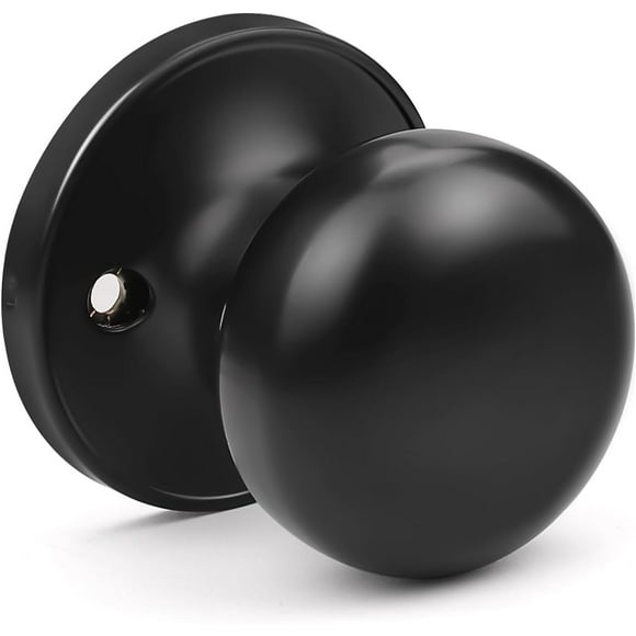 SHIQI-1 Pack Black Dummy Door Knobs Interior Matte Black Round Dummy Door Knobs Keyless Stainless Steel Single Side Door Knobs for French Doors