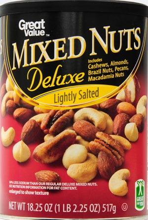 Great Value Deluxe Lightly Salted Mixed Nuts, 18.25 oz