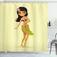 thumbnail image 1 of Luau Shower Curtain, Exotic Cartoon Illustration of Hawaiian Dancer Girl in Folk Clothes, Fabric Bathroom Set with Hooks, 69W X 75L Inches Long, Pale Yellow and Multicolor, by Ambesonne, 1 of 2