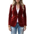 thumbnail image 2 of Velvet Blazers for Women Casual Oversized Open Front Long Sleeve Jackets Work Office Business Suit Blazer 2025 Red XXL, 2 of 5