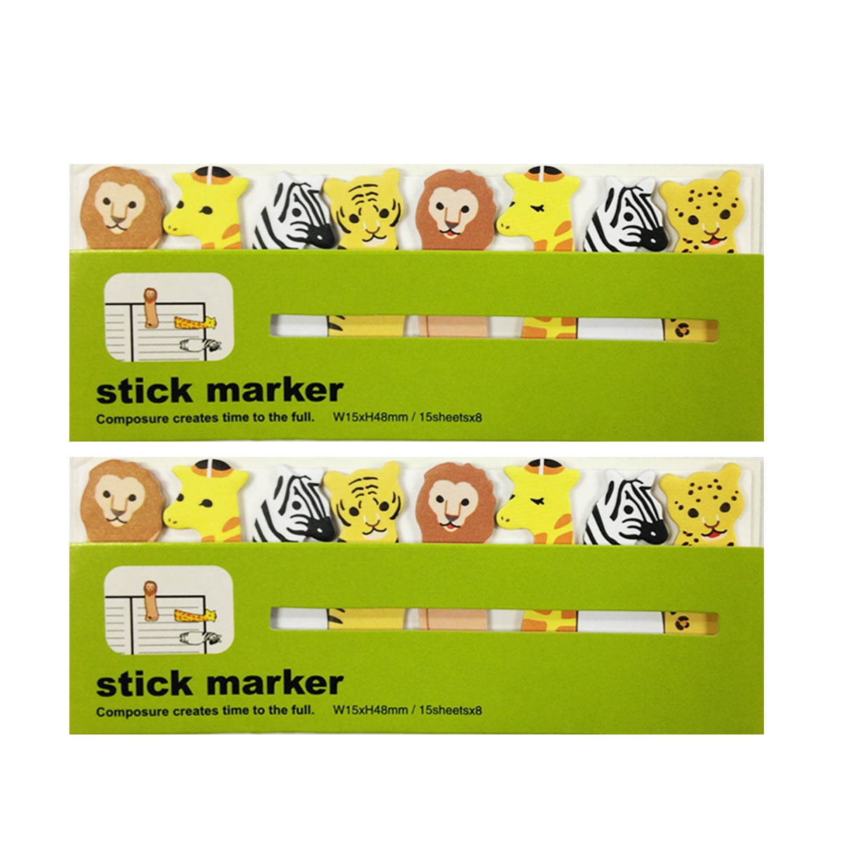 Wrapables® Bookmark Flag Tab Sticky Markers, Safari Friends (Set of 2)