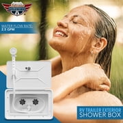 Leisure Coachworks RV Exterior Shower Box Kit ABS Hose Camper Trailer Cowboy Shower (White)