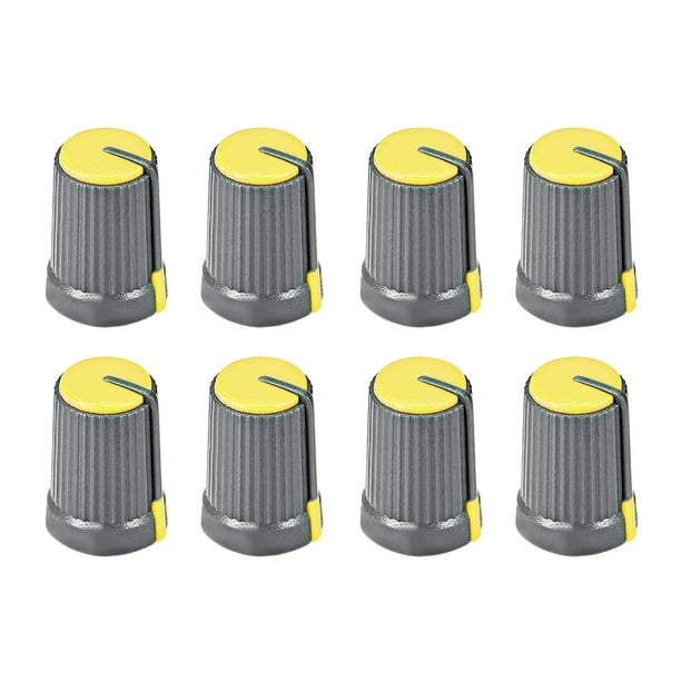 8Pcs Perilla de Control de Volumen Potenciómetro Tapa Plástica Amarilla Diámetro del Eje de 6mm. Perilla Rotativa de 12mm de Diámetro x 17mm