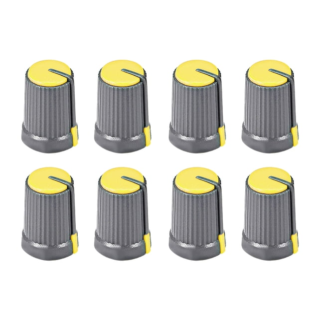 8Pcs Perilla de Control de Volumen Potenciómetro Tapa Plástica Amarilla Diámetro del Eje de 6mm. Perilla Rotativa de 12mm de Diámetro x 17mm