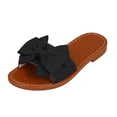thumbnail image 3 of Domuza Women's Bow Flat Casual Sandals 2026 Summer Comfortable Non-slip Slides Slip On Open Toe Sandals Indoor Outdoor Slippers Shoes Black 7（EU-38）, 3 of 7