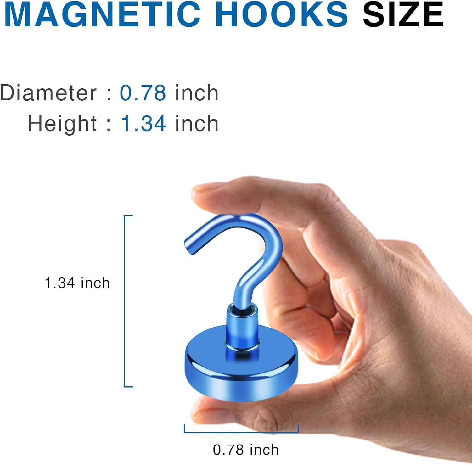 JJEAN-Magnetic Hooks for Cruise Cabins, 50lbs Blue Magnetic Hooks for Classroom, Strong Magnets with Hooks for Hanging, Neodymium Magnet Hooks for Fridge, Ceiling, Locker, Camper, Travel-25 Pcs
